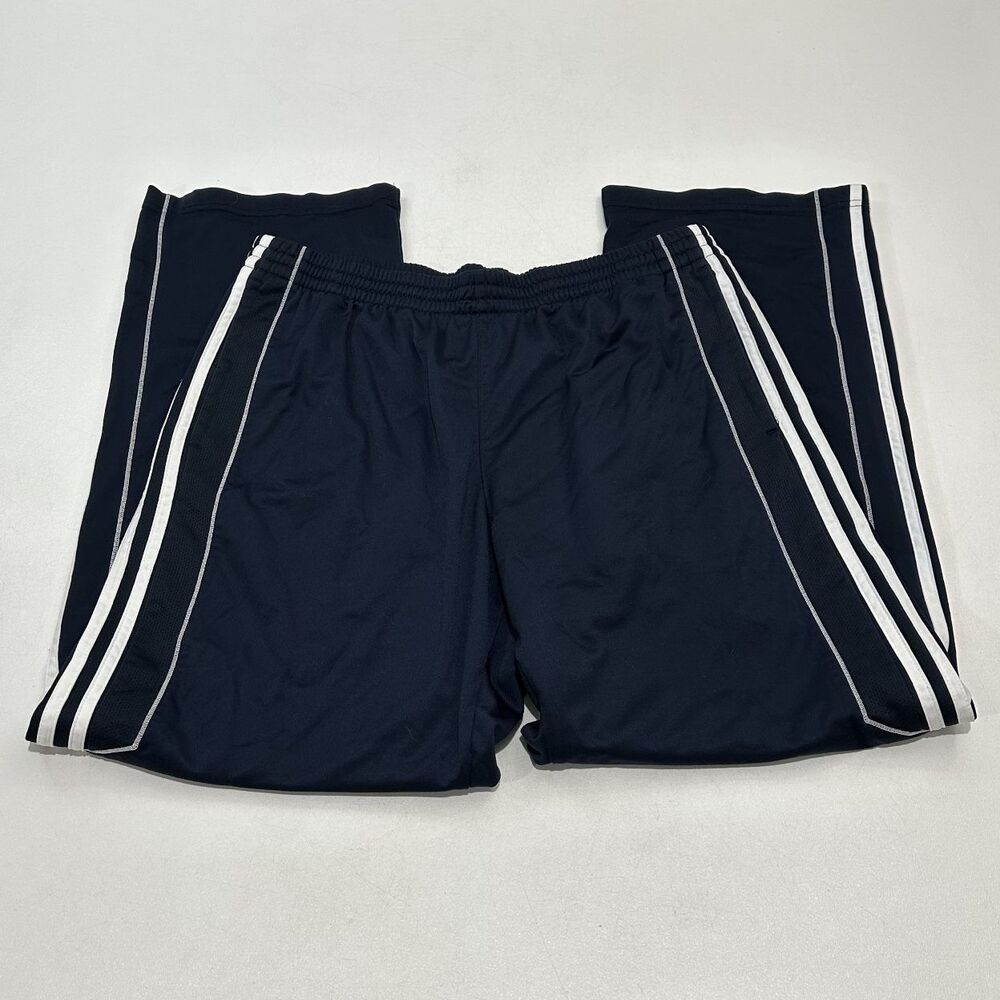Adidas Men's Track Pants Navy Three Stripe Sides Elastic Waist, Size XL
